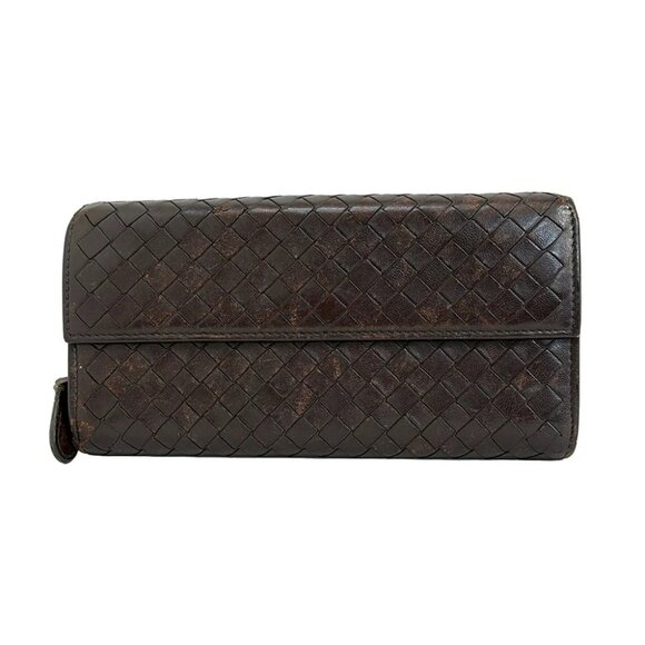 BOTTEGA VENETA Intrecciato 150509 Dark Brown Leather - Long Wallet - Picture 1 of 6
